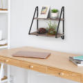 2-Tier Wall Mount Wooden Wall Shelf